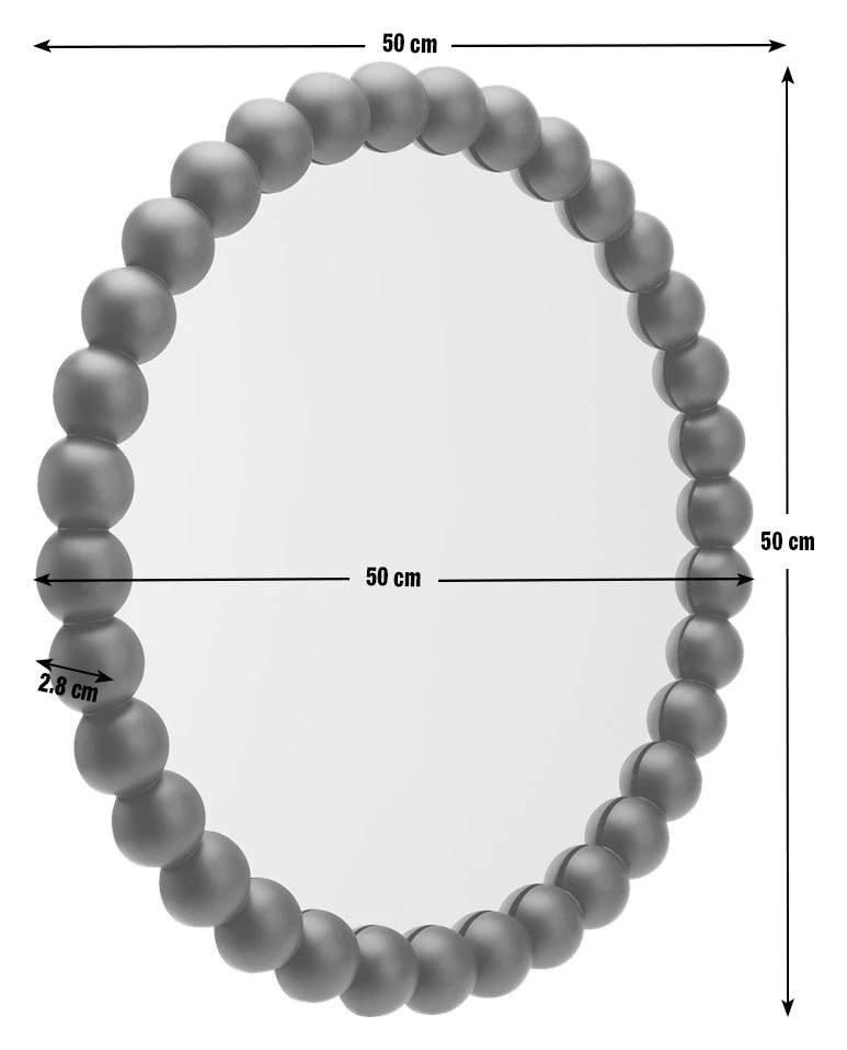 Habitat Beaded Round Wall Mirror - Black - 50x50cm 3 Habitat Beaded Round Wall Mirror - Black - 50x50cm - Image 3