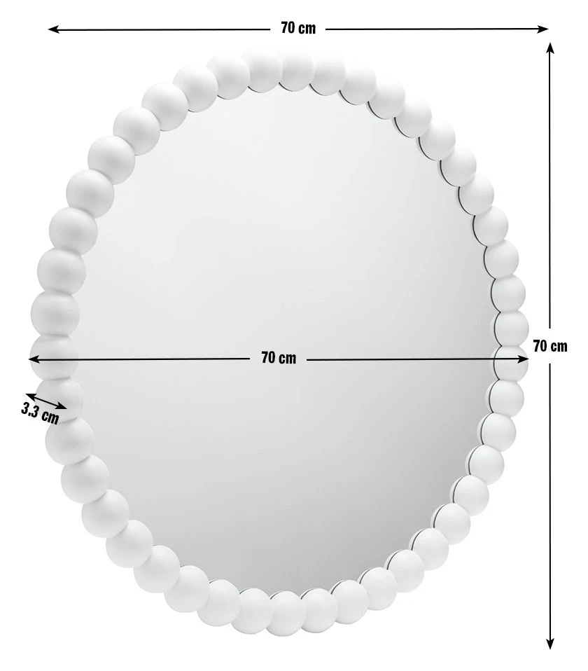 Habitat Beaded Round Wall Mirror - White - 70x70cm 3 Habitat Beaded Round Wall Mirror - White - 70x70cm - Image 3