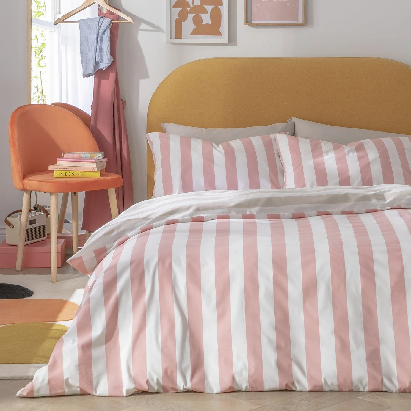 Habitat Summer Haze Stripe Pink Bedding Set - Single 1 Habitat Summer Haze Stripe Pink Bedding Set - Single