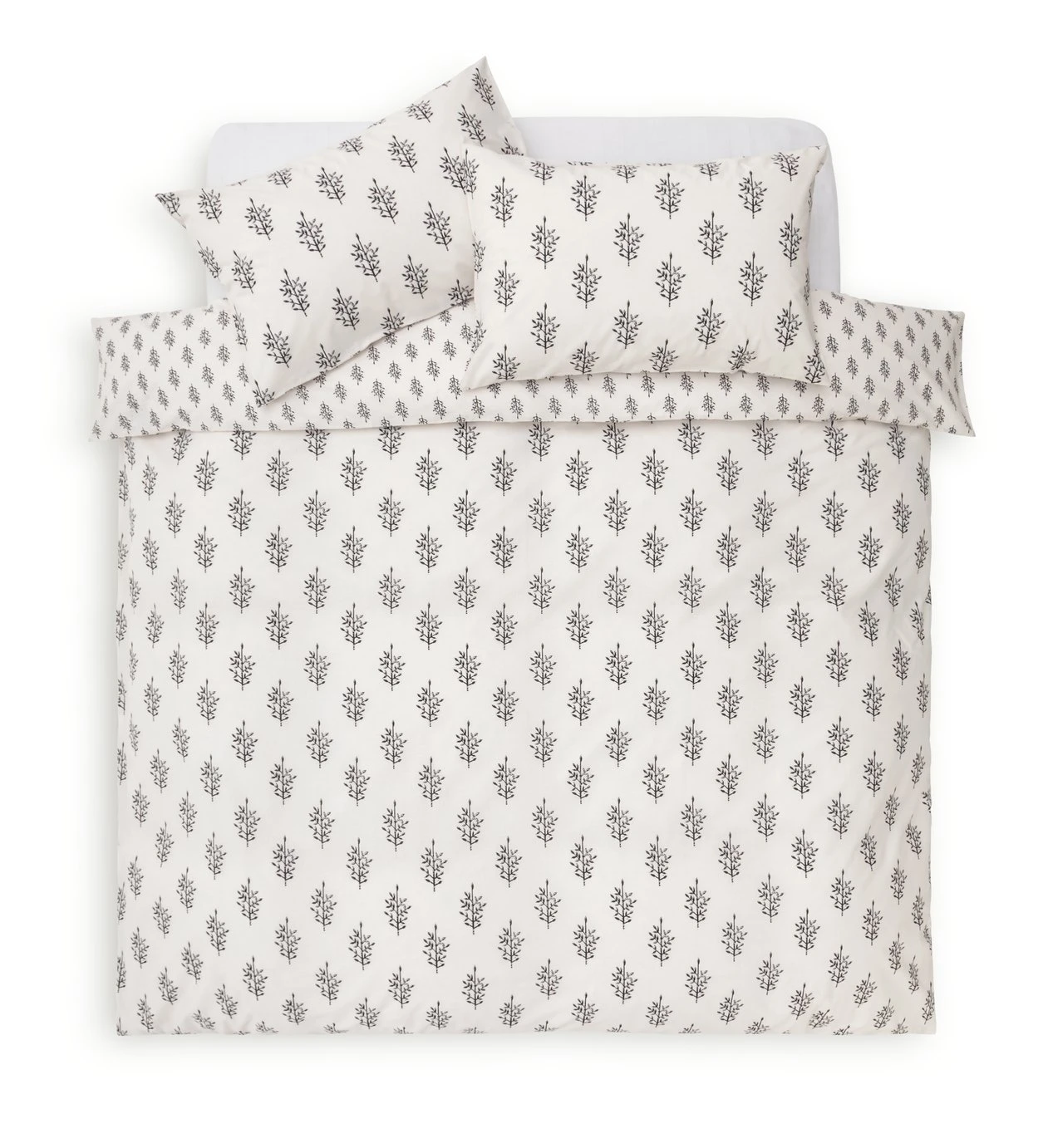 Habitat Woodblock Leaf White Bedding Set - Single 3 Habitat Woodblock Leaf White Bedding Set - Single - Image 3