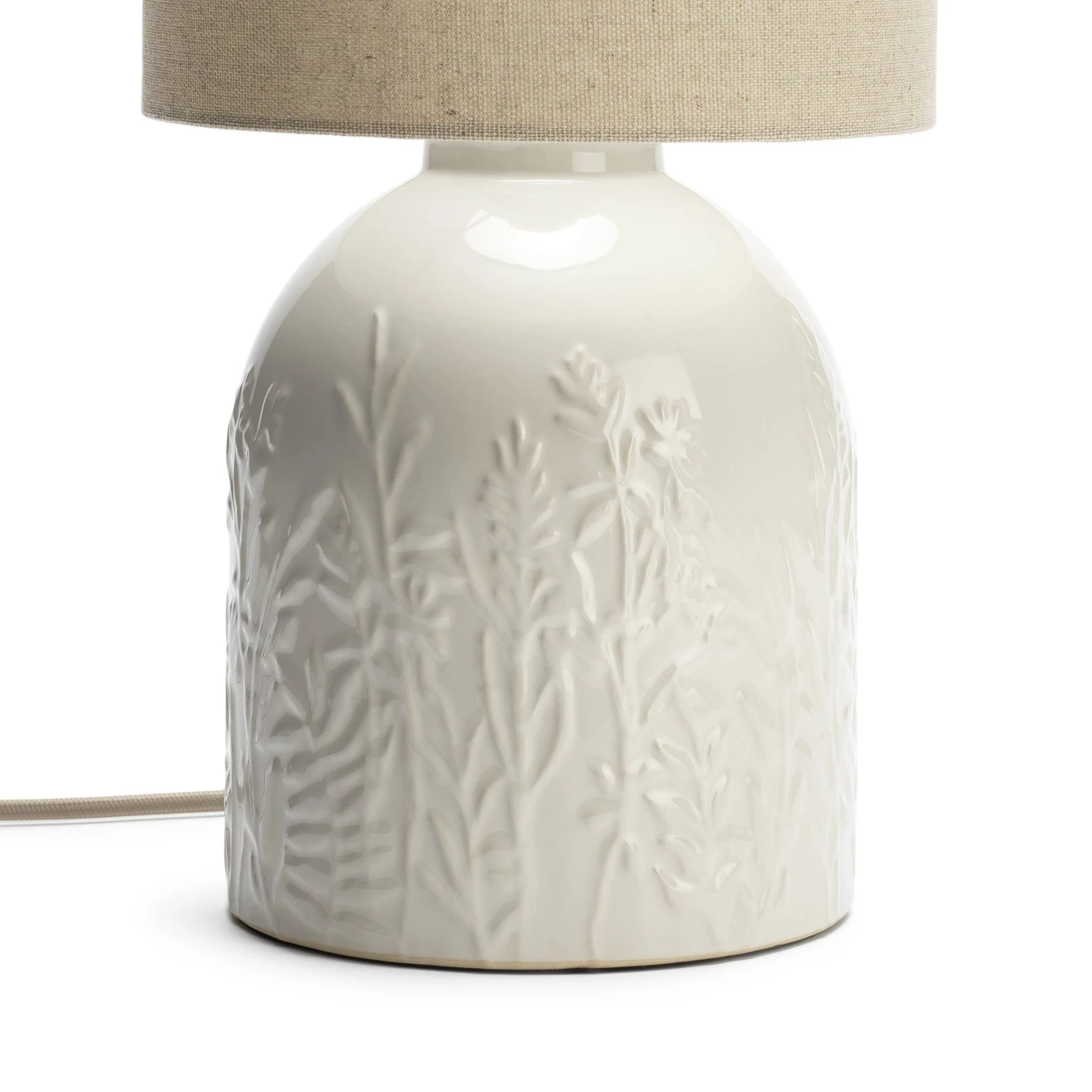 Habitat Embossed Floral Ceramic Table Lamp - Off White 5 Habitat Embossed Floral Ceramic Table Lamp - Off White - Image 5