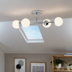 Habitat Metal 4 Light Bathroom Flush Ceiling Light - Chrome -Habitat Store 1233807 R Z002C