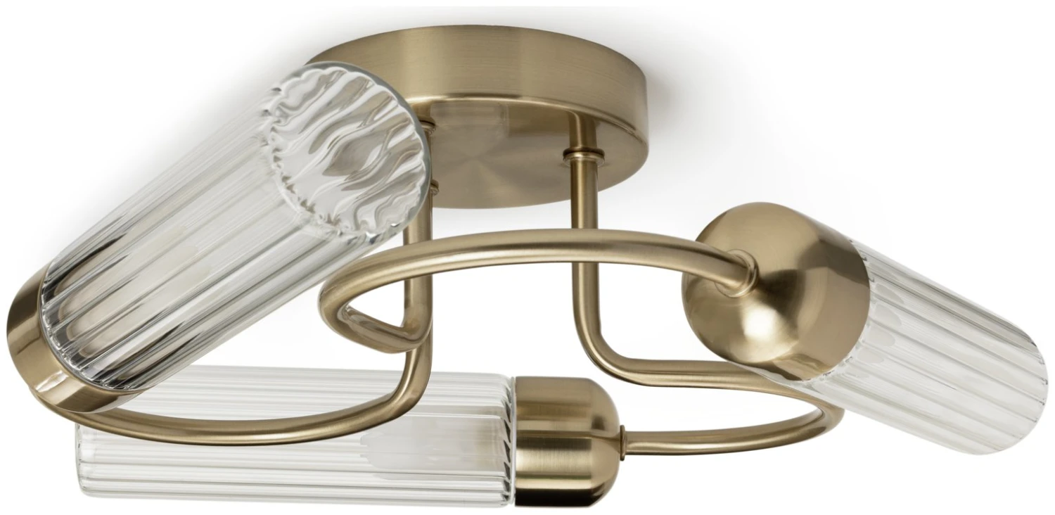 Habitat Ribbed Metal 3 Light Bathroom Ceiling Light - Gold 2 Habitat Ribbed Metal 3 Light Bathroom Ceiling Light - Gold - Image 2