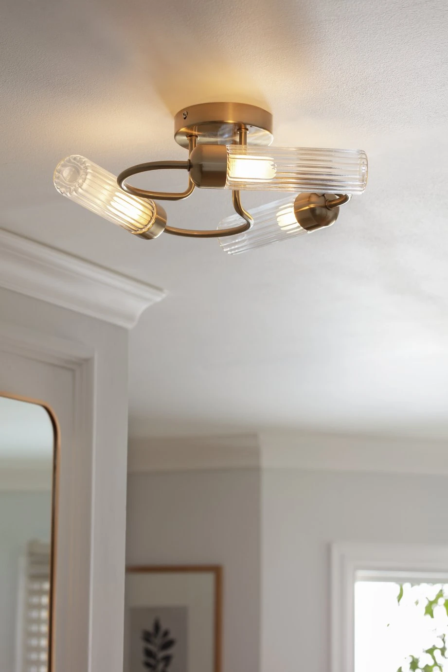 Habitat Ribbed Metal 3 Light Bathroom Ceiling Light - Gold 6 Habitat Ribbed Metal 3 Light Bathroom Ceiling Light - Gold - Image 6