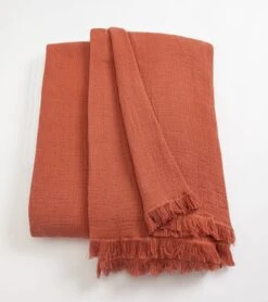Habitat Cotton Plain Textured Throw - Terracotta - 150x200cm