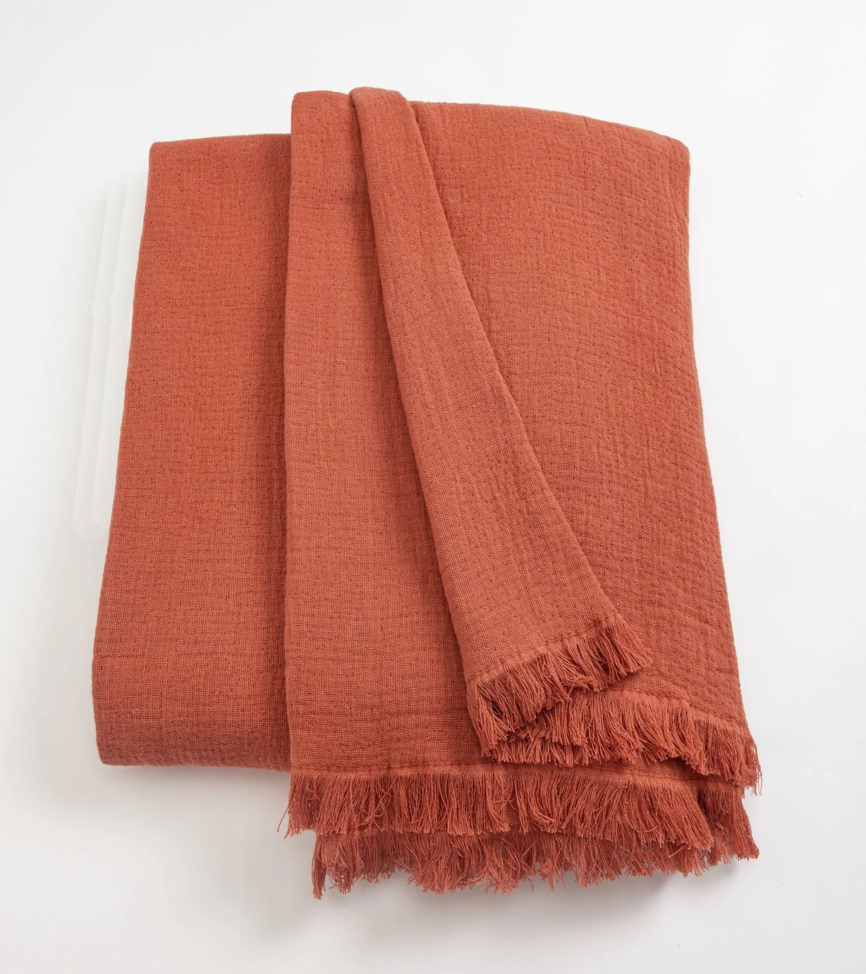 Habitat Cotton Plain Textured Throw - Terracotta - 150x200cm 1 Habitat Cotton Plain Textured Throw - Terracotta - 150x200cm