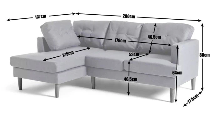 Habitat Joshua Self Assembly Left Hand Corner Sofa - Grey 4 Habitat Joshua Self Assembly Left Hand Corner Sofa - Grey - Image 4
