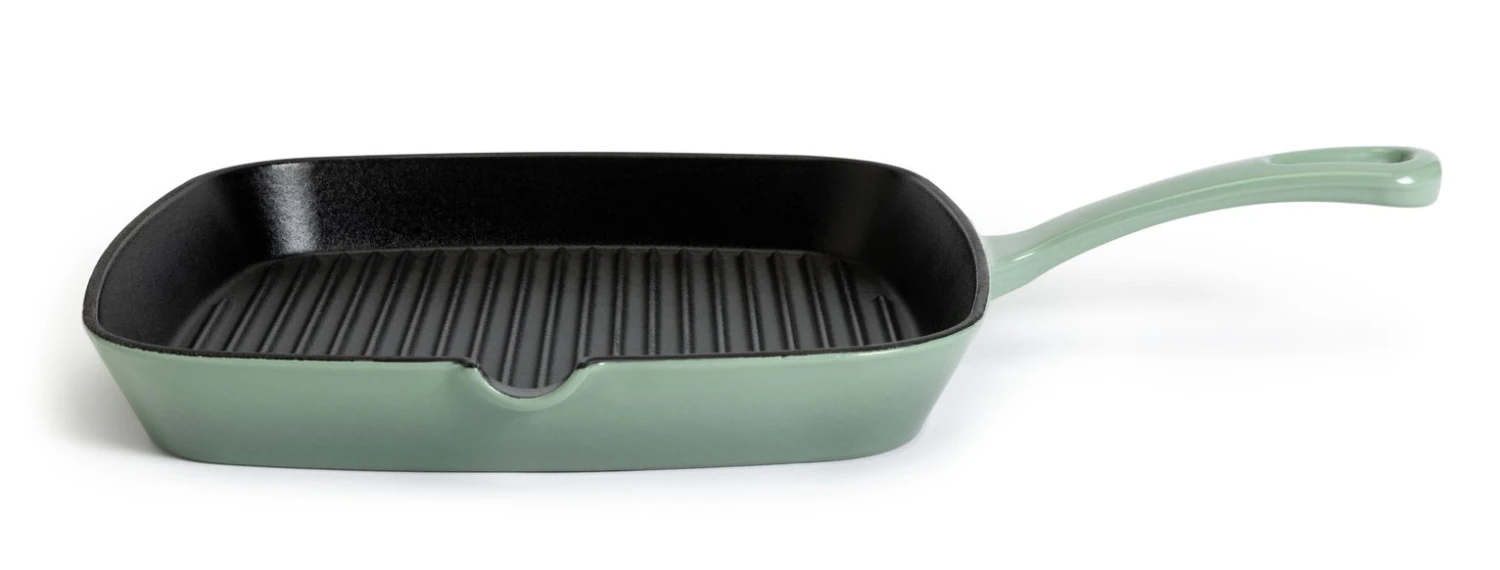 Habitat 23cm Cast Iron Griddle Pan - Sage Green 1 Habitat 23cm Cast Iron Griddle Pan - Sage Green