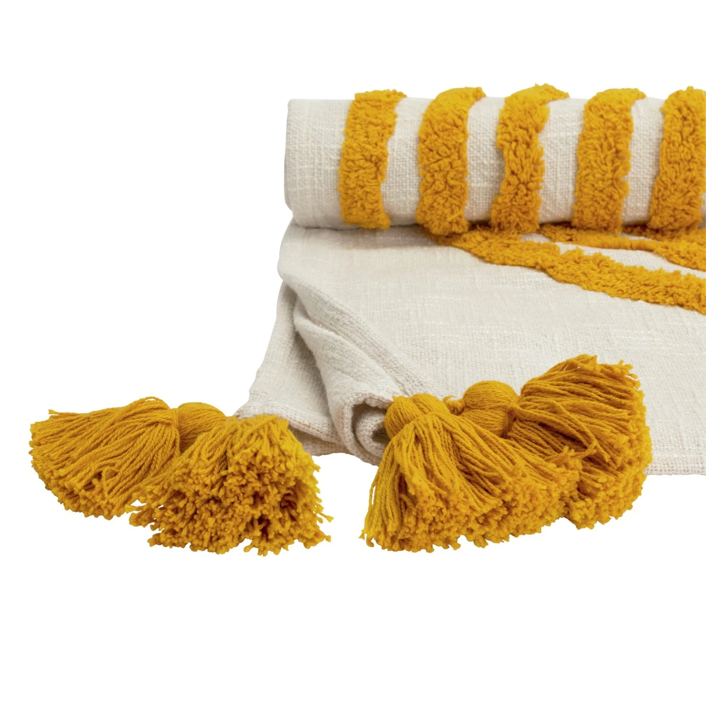 Habitat Geo Tufted Throw - White & Yellow - 125x150cm 4 Habitat Geo Tufted Throw - White & Yellow - 125x150cm - Image 4