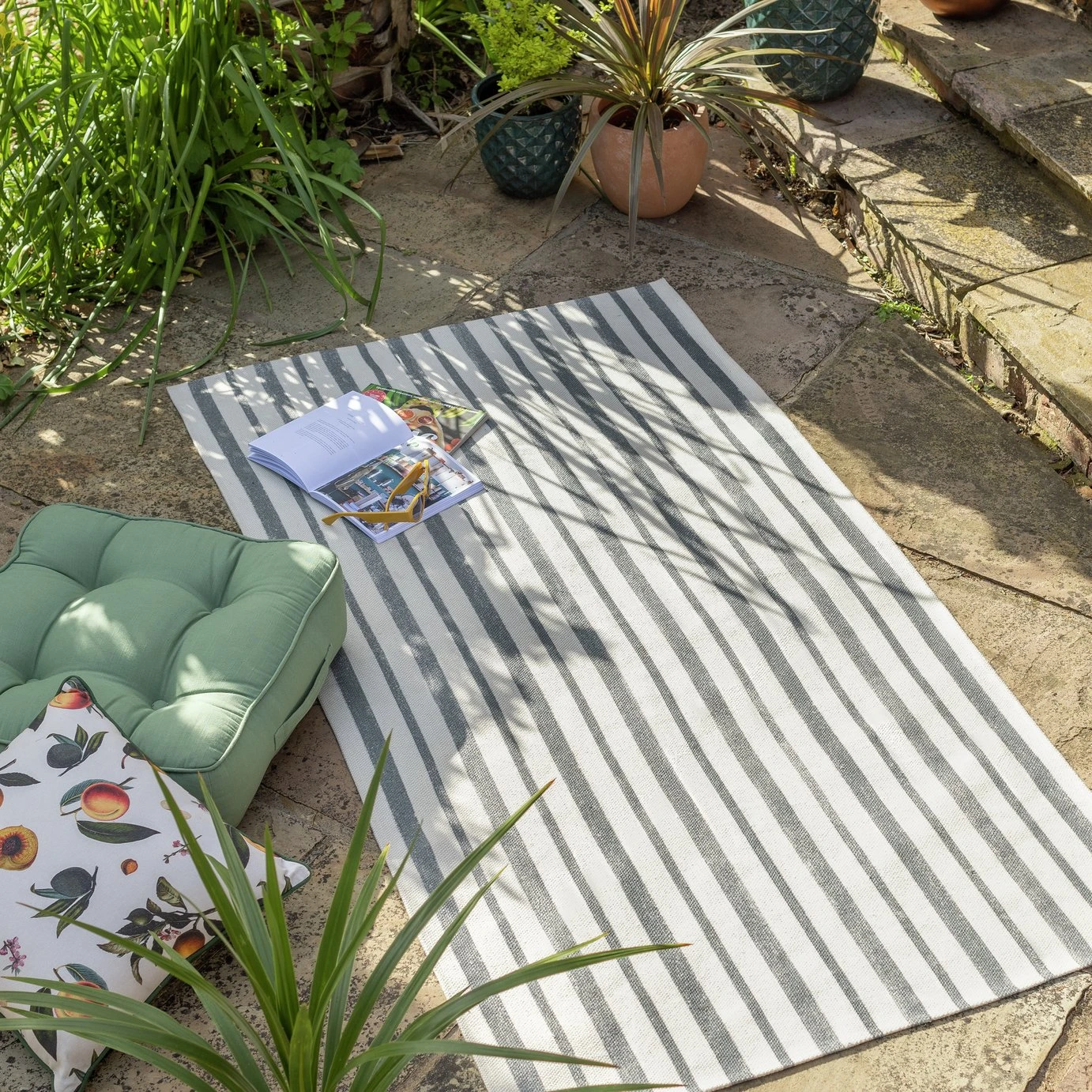 Habitat Grey Stripe Outdoor Rug 4 Habitat Grey Stripe Outdoor Rug - Image 4