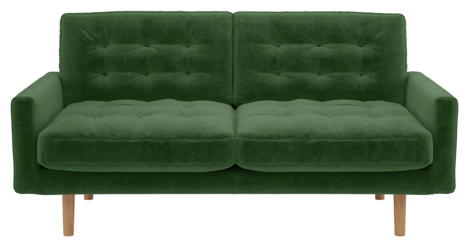 Habitat Fenner Velvet 2 Seater Sofa - Moss Green 1 Habitat Fenner Velvet 2 Seater Sofa - Moss Green