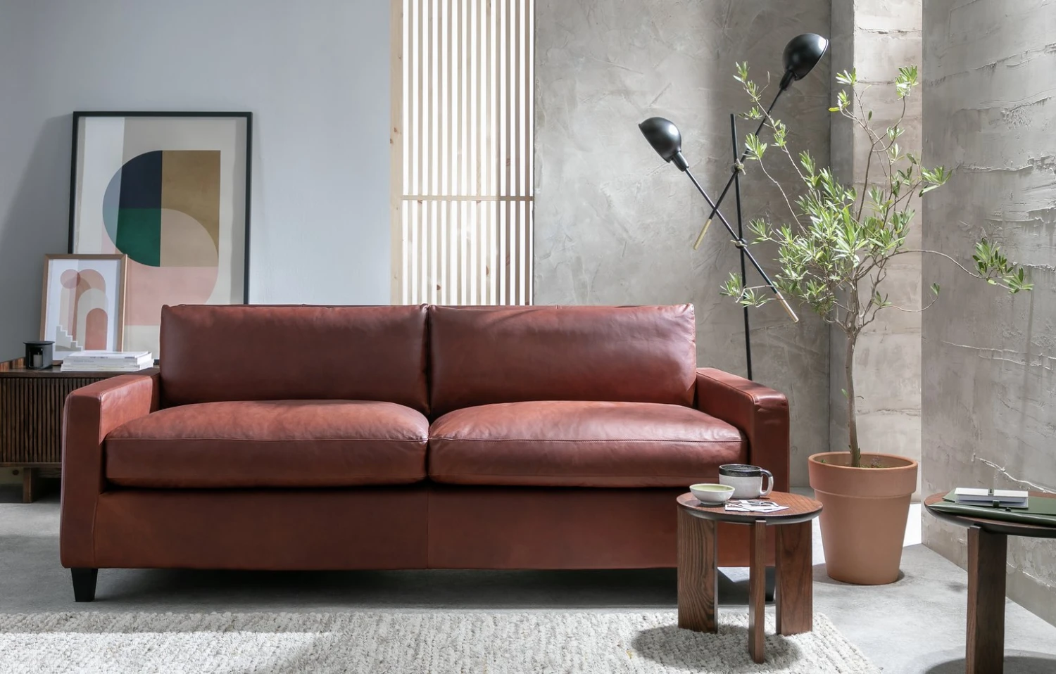 Habitat Chester Leather 3 Seater Sofa - Dark Feet - Tan 2 Habitat Chester Leather 3 Seater Sofa - Dark Feet - Tan - Image 2