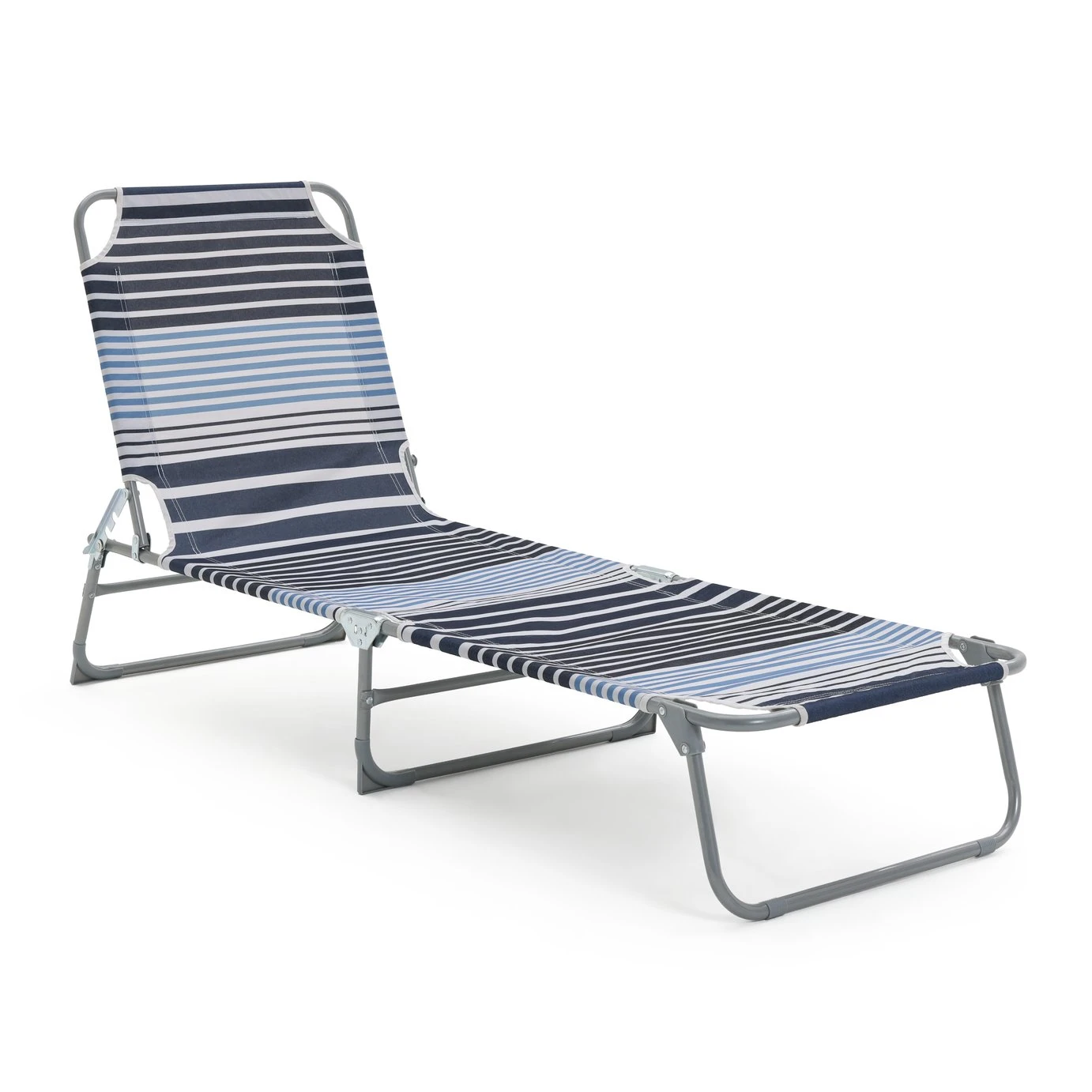 Habitat Folding Metal Sun Lounger - Blue 1 Habitat Folding Metal Sun Lounger - Blue