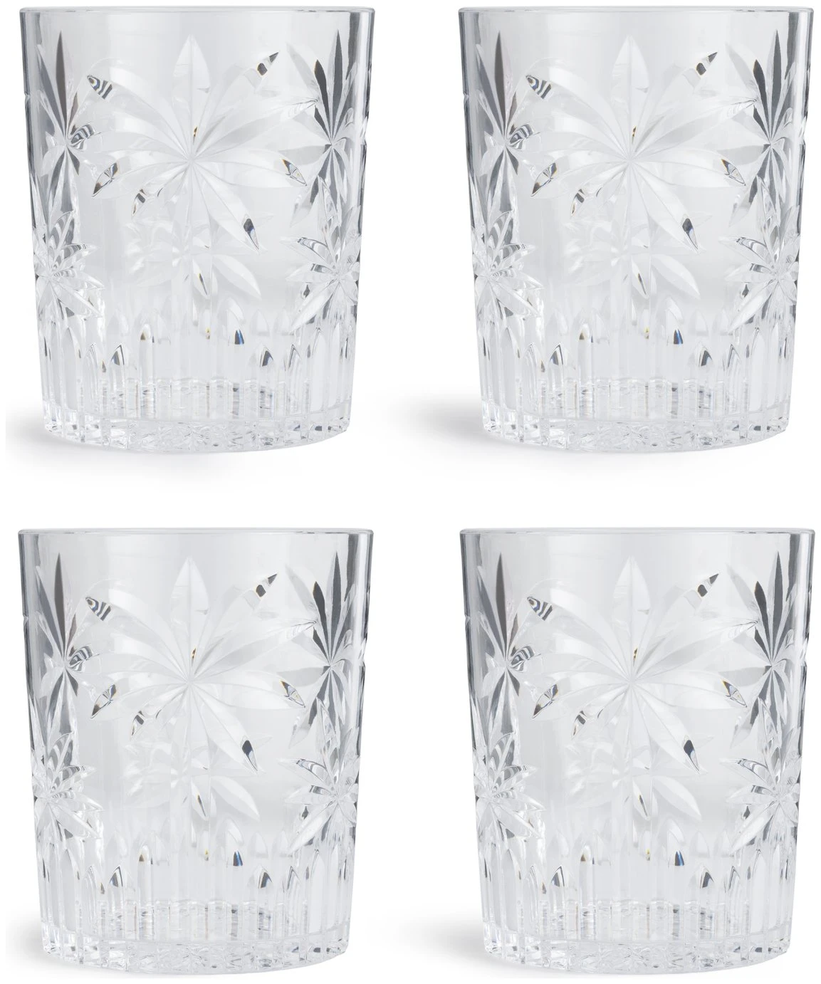 Habitat Palm Design Transparent Tumbler - Pack Of 4 1 Habitat Palm Design Transparent Tumbler - Pack Of 4