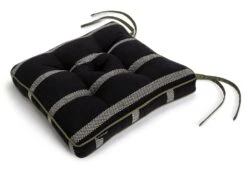 Habitat Woven Stripe Pack Of 2 Seat Cushion - Black