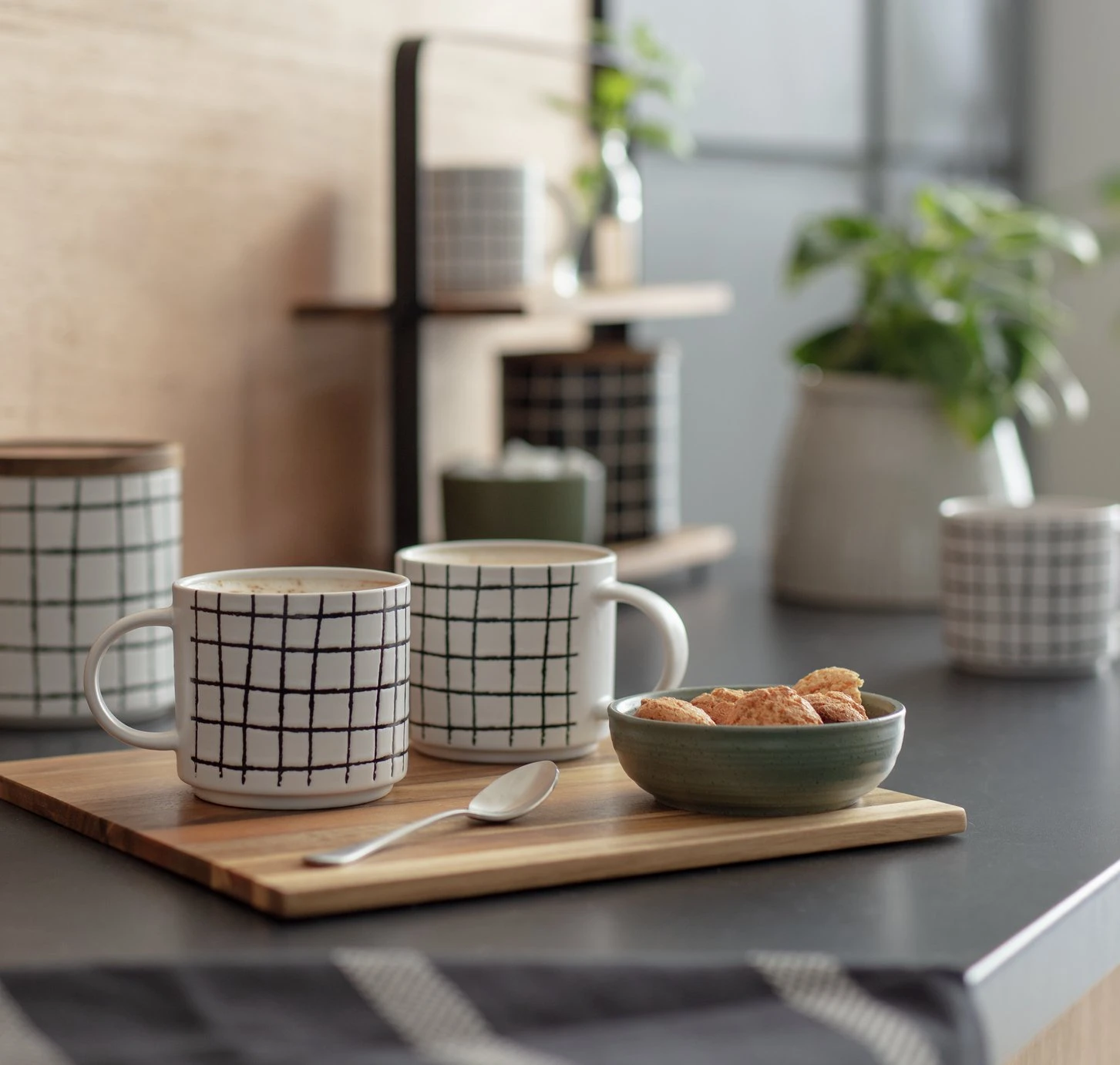 Habitat Grid Set Of 4 Mugs - White 2 Habitat Grid Set Of 4 Mugs - White - Image 2