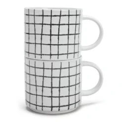 Habitat Grid Set Of 4 Mugs - White 9 Habitat Grid Set Of 4 Mugs - White -Habitat Store 1402944 R Z002A