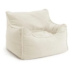 Habitat Kids Single Chair Boucle Bean Bag - Off White -Habitat Store 1405044 R Z002A