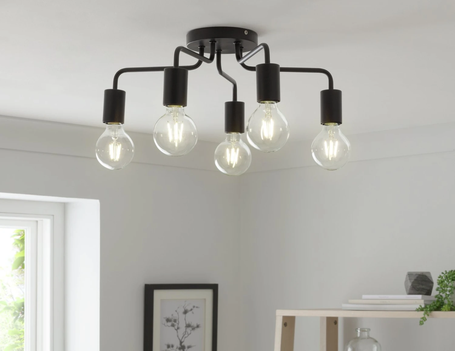 Habitat Rayner Steel 5 Light LED Flush Ceiling Light - Black 6 Habitat Rayner Steel 5 Light LED Flush Ceiling Light - Black - Image 6