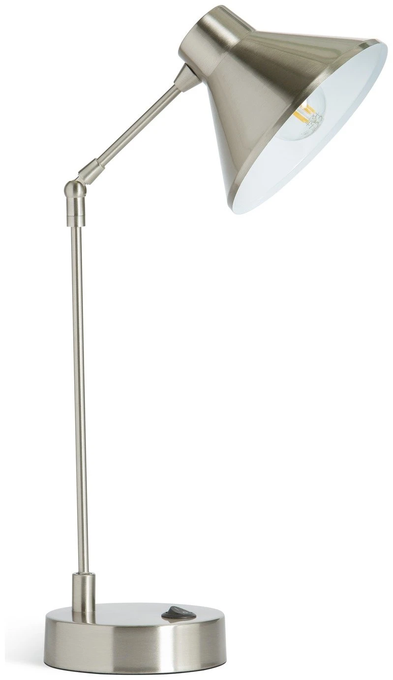 Habitat Bobby Metal Desk Lamp - Silver 2 Habitat Bobby Metal Desk Lamp - Silver - Image 2