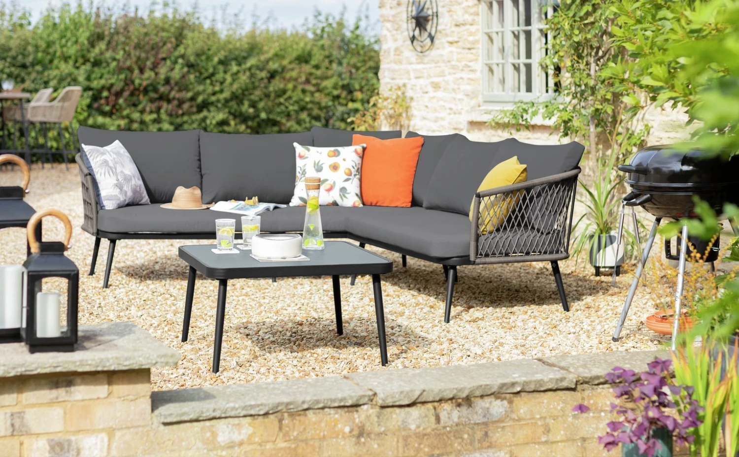 Habitat Habtat Somerset 5 Seater Metal Garden Corner Sofa Set - Grey 2 Habitat Habtat Somerset 5 Seater Metal Garden Corner Sofa Set - Grey - Image 2