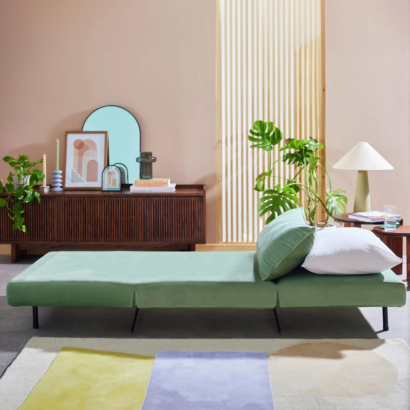 Habitat Roni Single Velvet Chairbed - Mint Green 2 Habitat Roni Single Velvet Chairbed - Mint Green - Image 2
