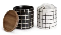 Habitat Grid Pack Of 2 Ceramic Canister - Black And White -Habitat Store 1975402 R Z004A