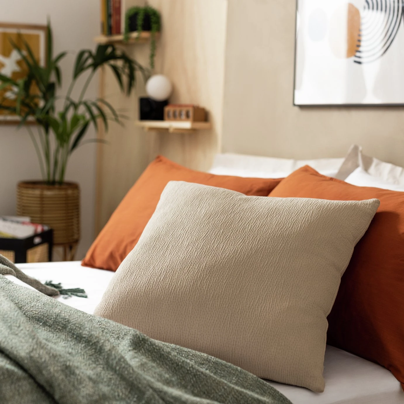 Habitat Textured Plain Cushion - Cream - 50x50cm 2 Habitat Textured Plain Cushion - Cream - 50x50cm - Image 2