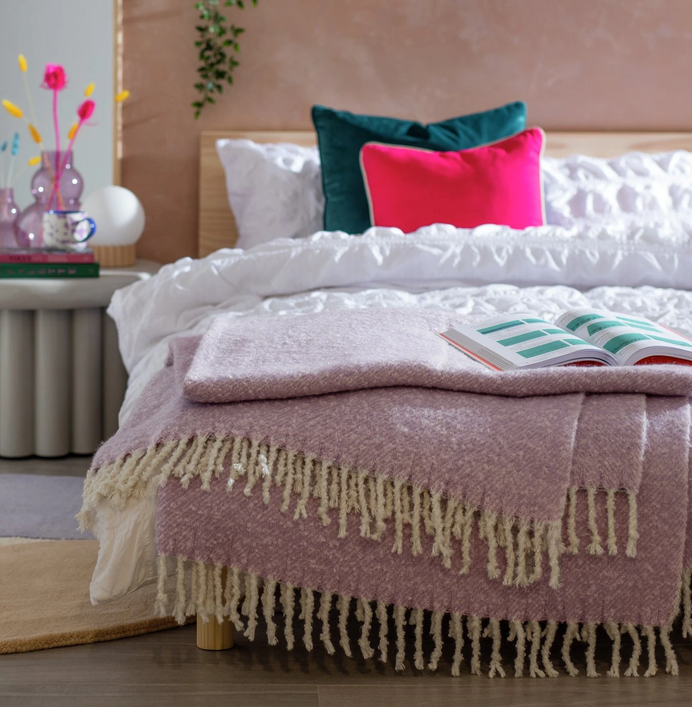 Habitat Faux Textured Mohair Throw - Lilac - 150x200cm 2 Habitat Faux Textured Mohair Throw - Lilac - 150x200cm - Image 2