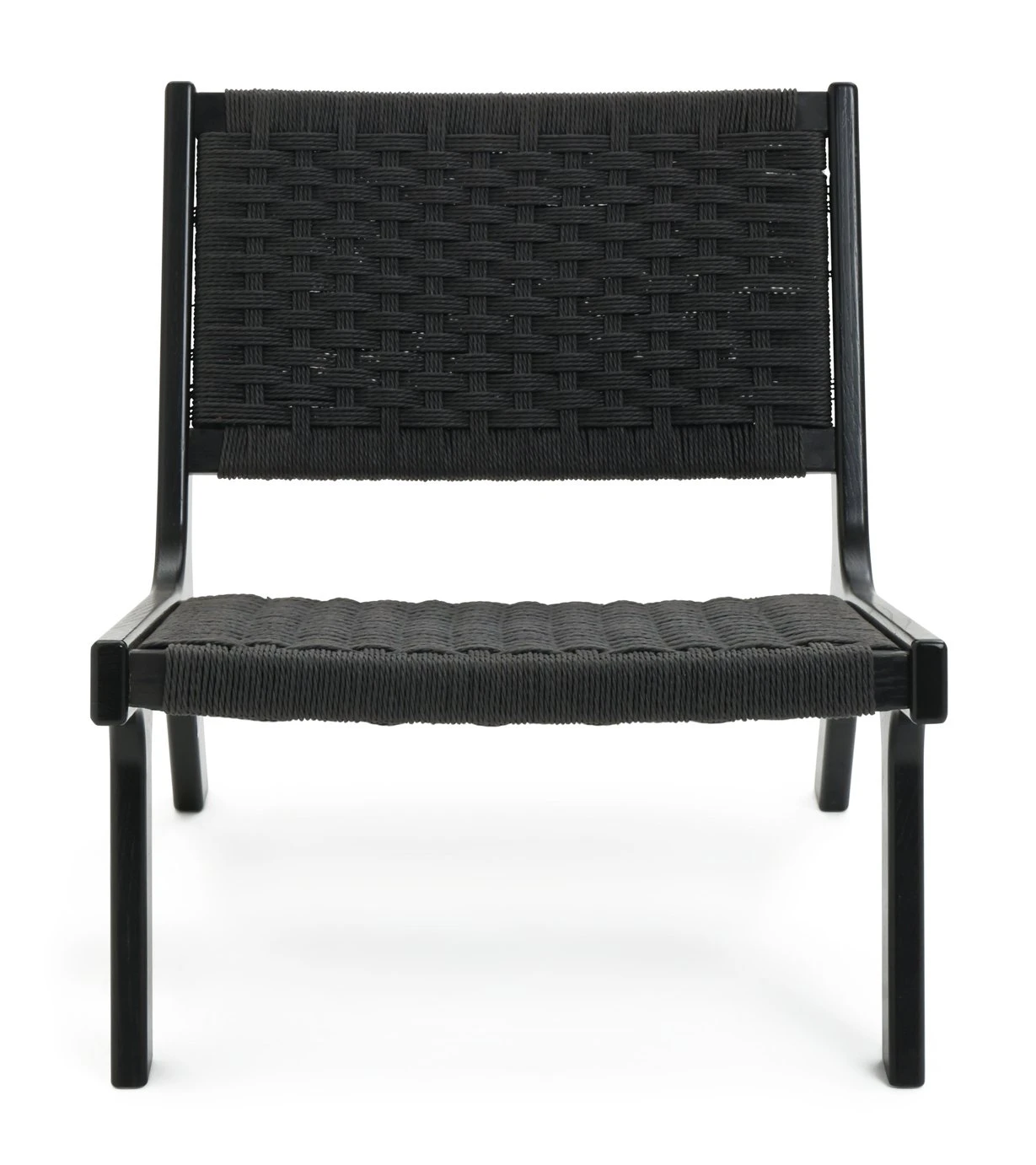 Habitat Faro Woven Paper Rope And Oak Accent Chair - Black 5 Habitat Faro Woven Paper Rope And Oak Accent Chair - Black - Image 5