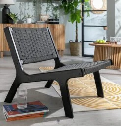 Habitat Faro Woven Paper Rope And Oak Accent Chair - Black 12 Habitat Faro Woven Paper Rope And Oak Accent Chair - Black -Habitat Store 2013112 R Z001C