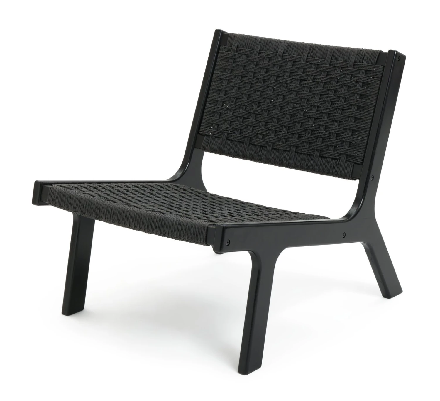 Habitat Faro Woven Paper Rope And Oak Accent Chair - Black 1 Habitat Faro Woven Paper Rope And Oak Accent Chair - Black