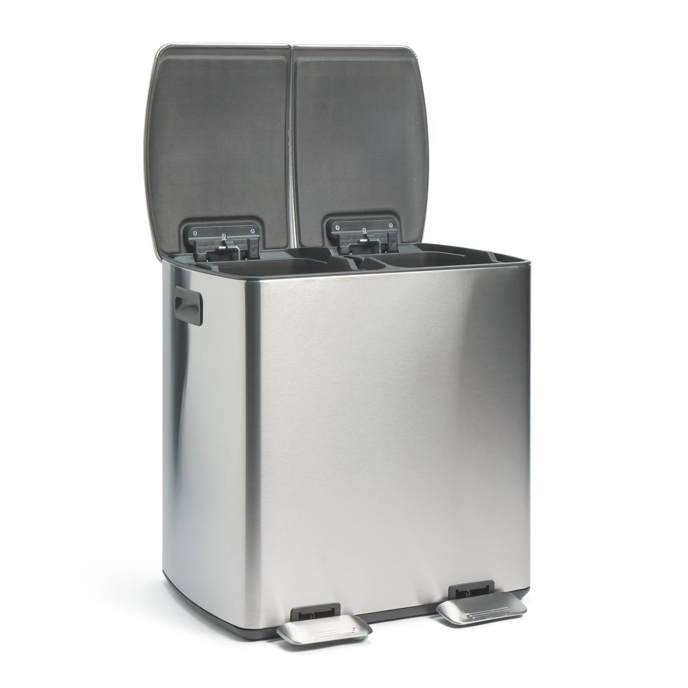 Habitat 40 Litre Twin Compartment Pedal Bin - Silver 2 Habitat 40 Litre Twin Compartment Pedal Bin - Silver - Image 2