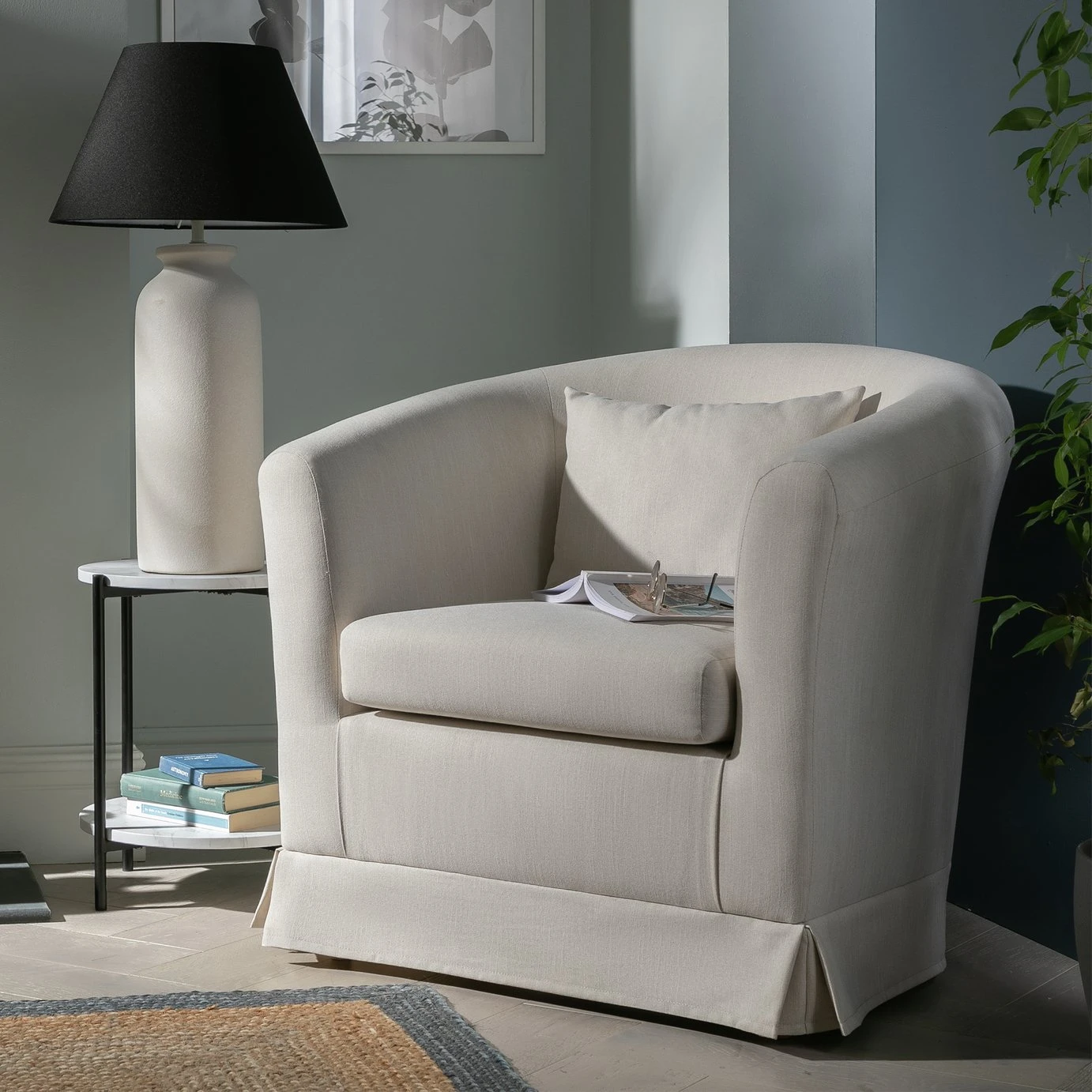 Habitat Larissa Fabric Tub Chair - Natural 2 Habitat Larissa Fabric Tub Chair - Natural - Image 2