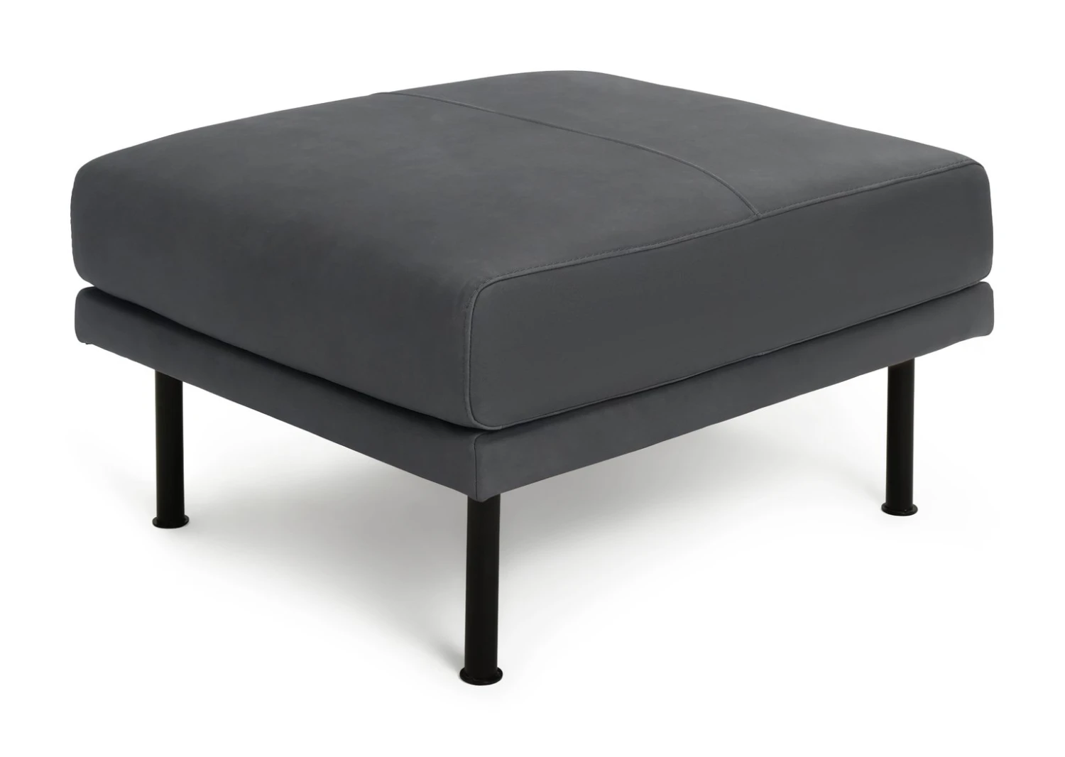Habitat Moore Leather Ottoman Footstool - Dark Grey 5 Habitat Moore Leather Ottoman Footstool - Dark Grey - Image 5