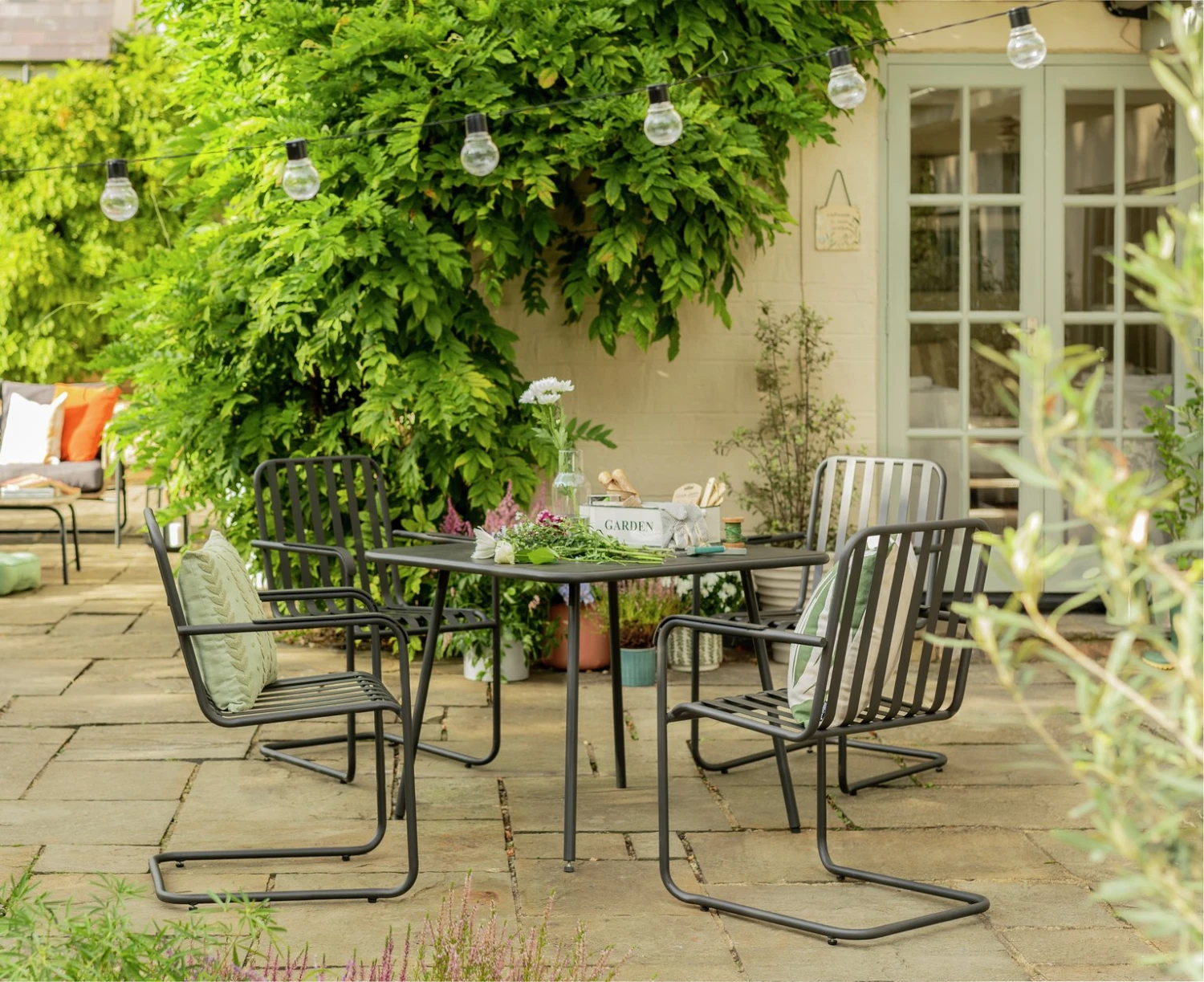 Habitat Indu 4 Seater Metal Patio Set - Black 2 Habitat Indu 4 Seater Metal Patio Set - Black - Image 2