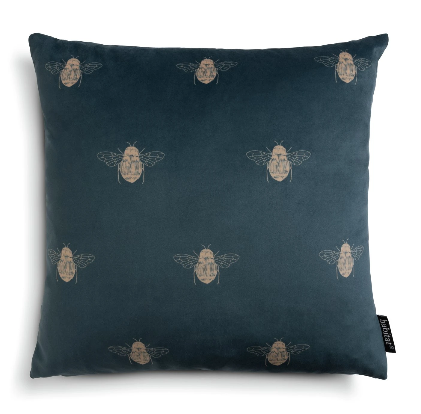 Habitat Gold Bee Printed Cushion - Teal - 43x43cm 1 Habitat Gold Bee Printed Cushion - Teal - 43x43cm