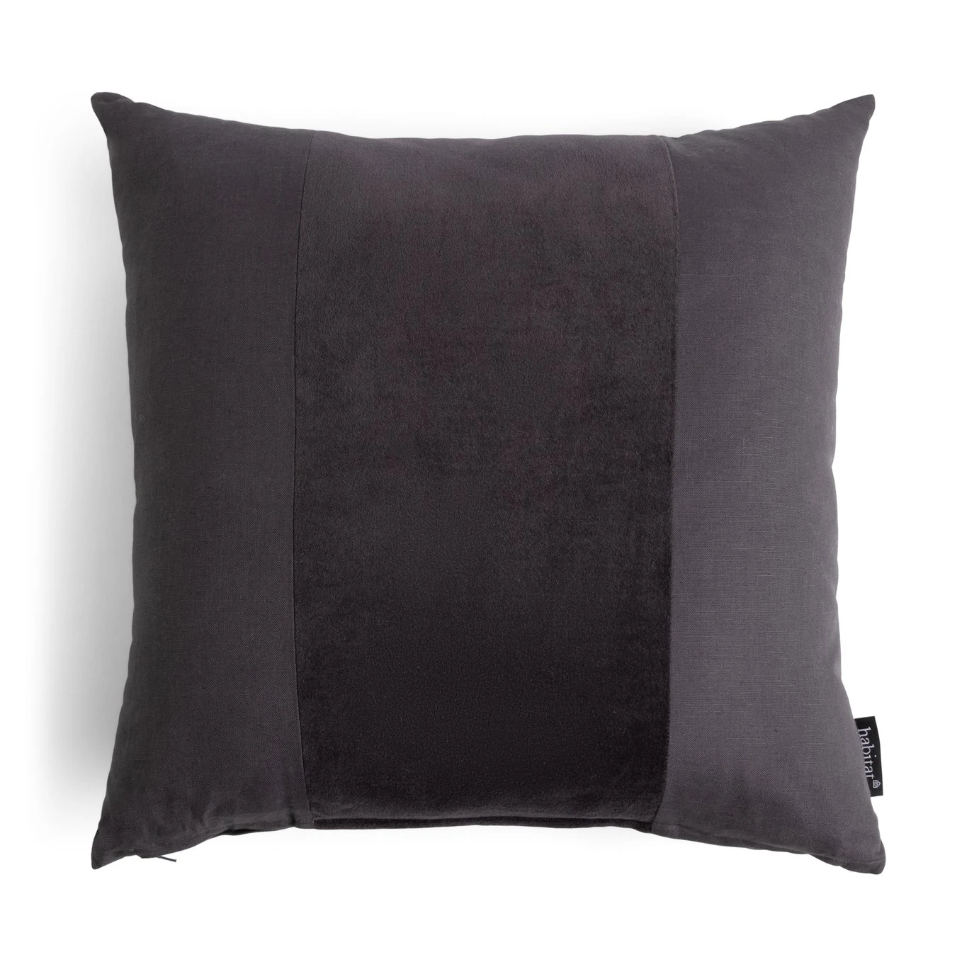 Habitat Velvet Panel Cushion - Grey & Black - 50x50cm 1 Habitat Velvet Panel Cushion - Grey & Black - 50x50cm