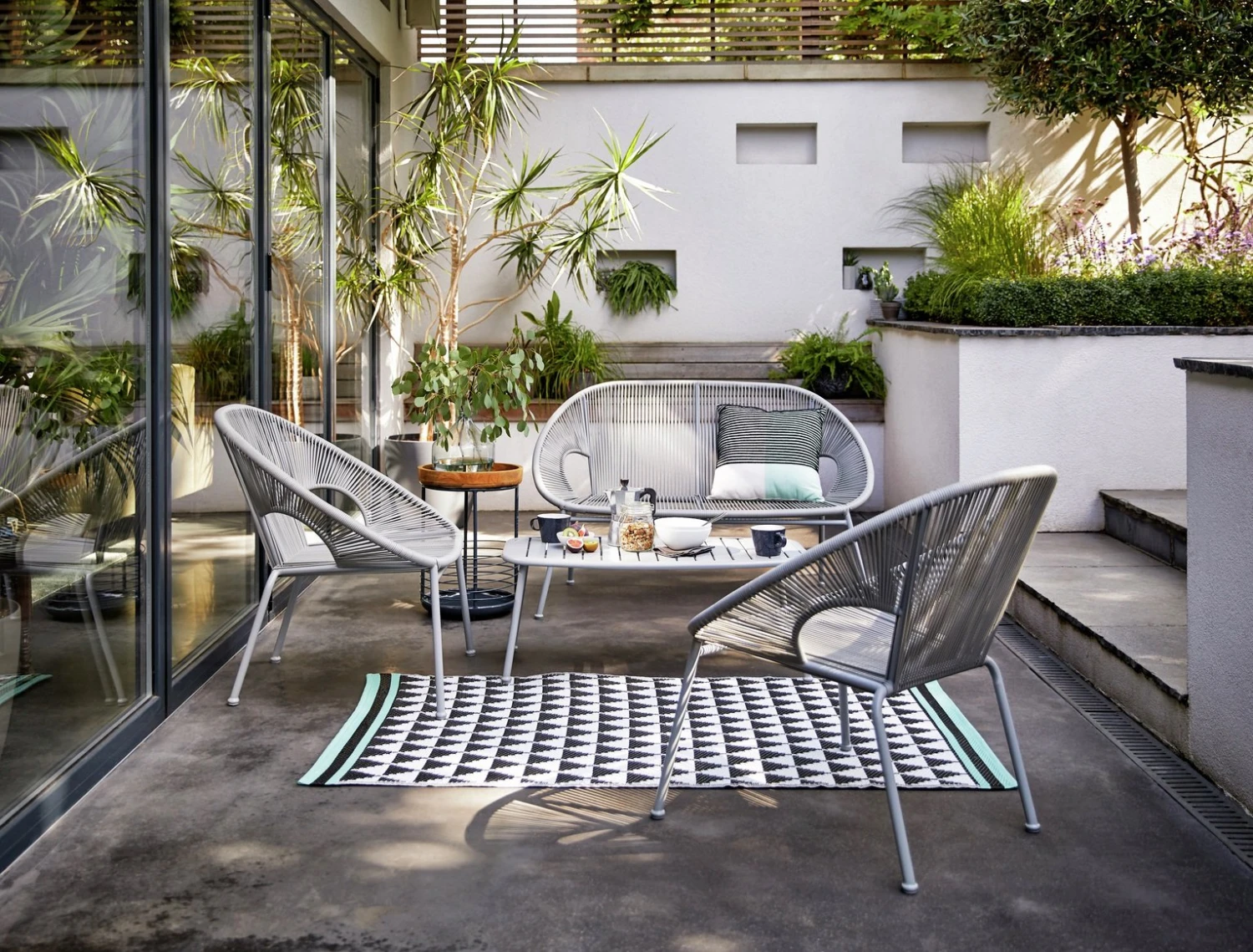 Habitat Nordic 4 Seater Rattan Garden Bistro Set - Grey 2 Habitat Nordic 4 Seater Rattan Garden Bistro Set - Grey - Image 2