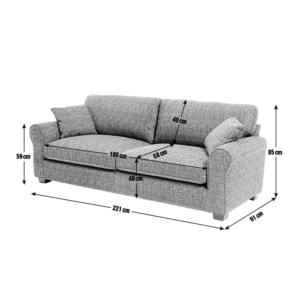 Habitat Lisbon Fabric 4 Seater Sofa - Grey 4 Habitat Lisbon Fabric 4 Seater Sofa - Grey - Image 4