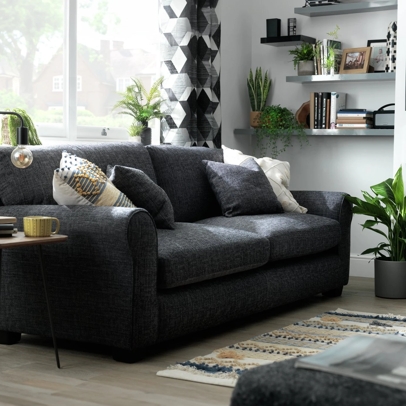 Habitat Lisbon Fabric 4 Seater Sofa - Grey 2 Habitat Lisbon Fabric 4 Seater Sofa - Grey - Image 2