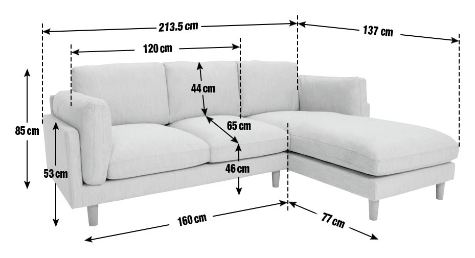 Habitat Salome Fabric Right Hand Corner Chaise Sofa - Grey 4 Habitat Salome Fabric Right Hand Corner Chaise Sofa - Grey - Image 4