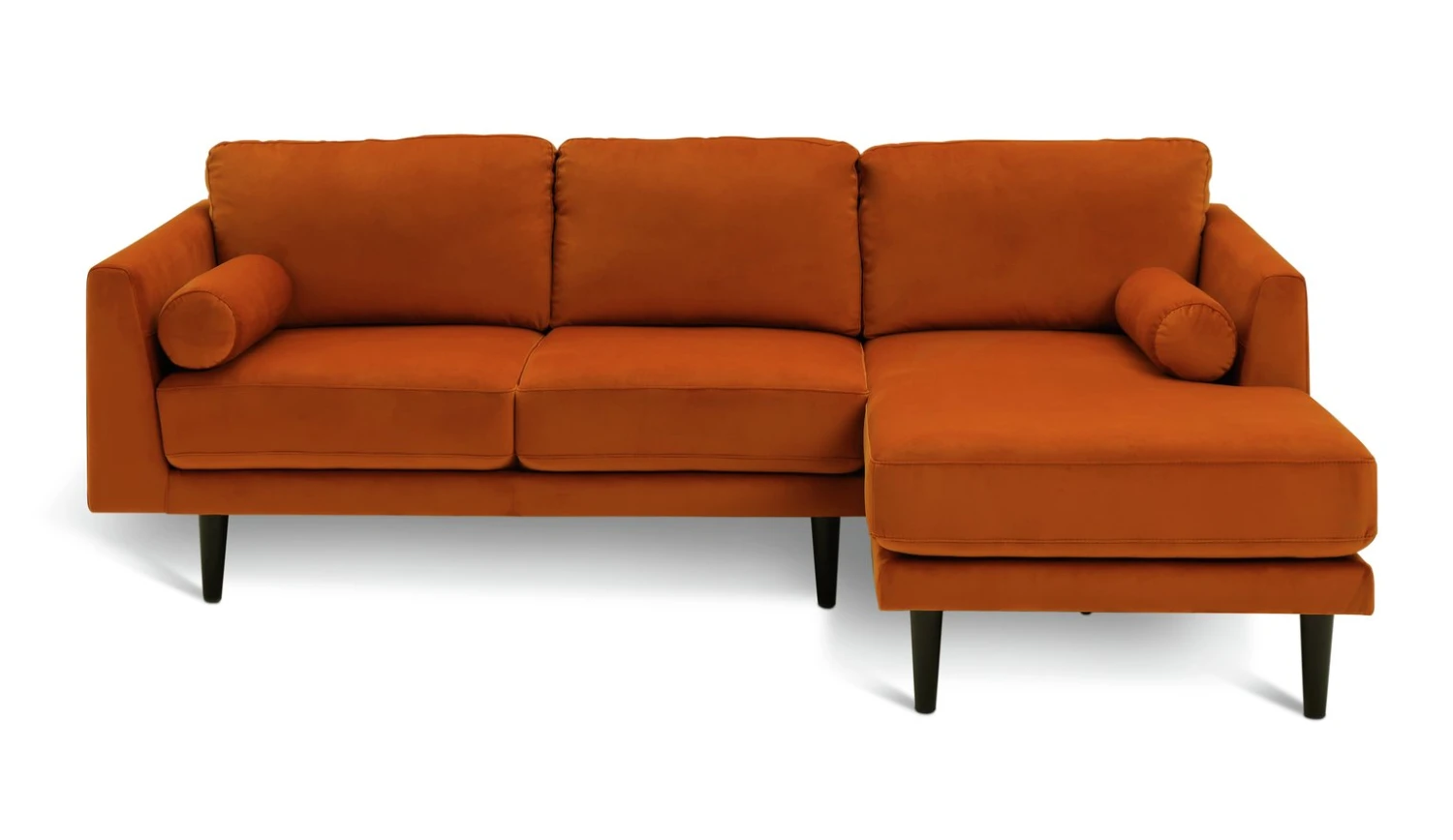 Habitat Jacob Velvet Right Hand Corner Sofa - Orange 2 Habitat Jacob Velvet Right Hand Corner Sofa - Orange - Image 2