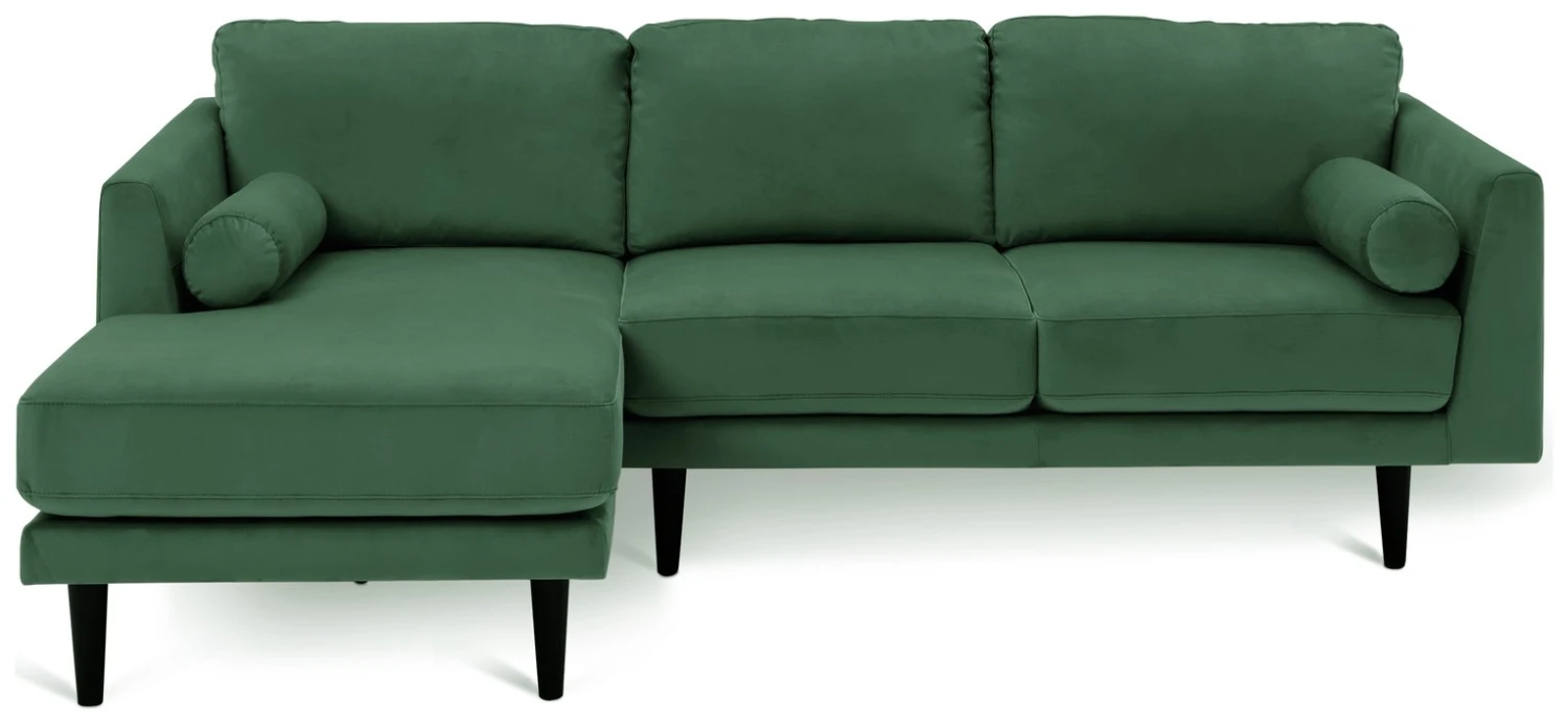 Habitat Jacob Velvet Left Hand Corner Sofa - Emerald Green 1 Habitat Jacob Velvet Left Hand Corner Sofa - Emerald Green