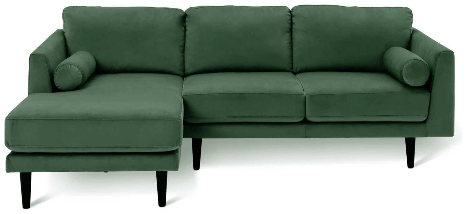 Habitat Jacob Velvet Left Hand Corner Sofa - Emerald Green 3 Habitat Jacob Velvet Left Hand Corner Sofa - Emerald Green - Image 3