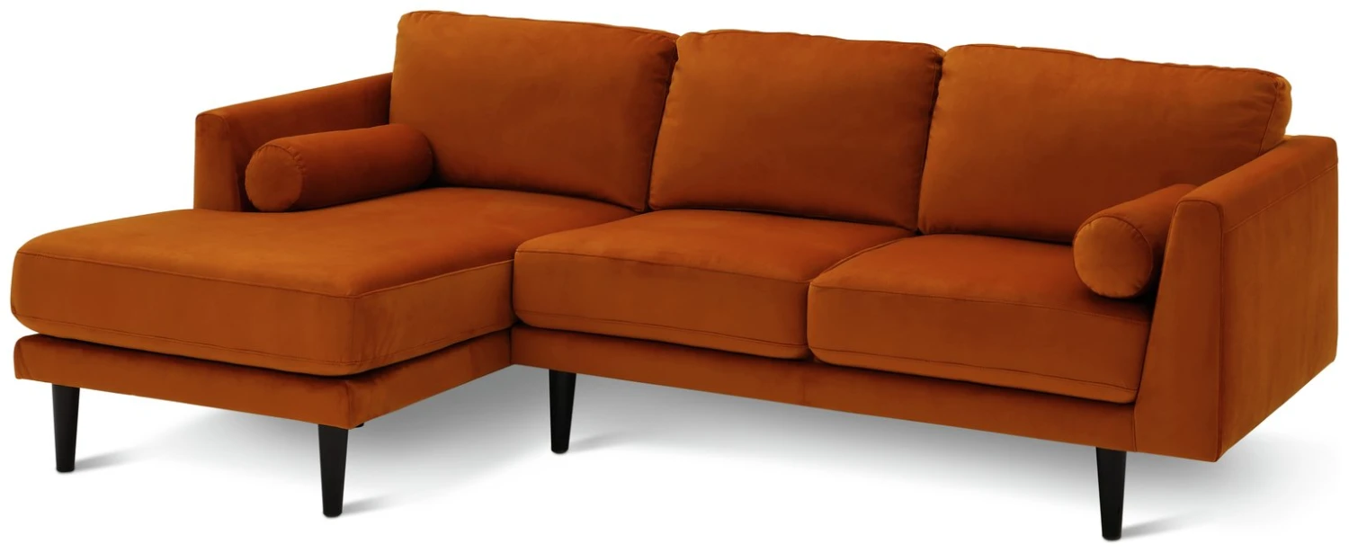 Habitat Jacob Velvet Left Hand Corner Sofa - Orange 1 Habitat Jacob Velvet Left Hand Corner Sofa - Orange