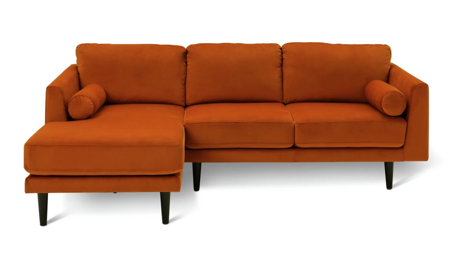 Habitat Jacob Velvet Left Hand Corner Sofa - Orange 2 Habitat Jacob Velvet Left Hand Corner Sofa - Orange - Image 2