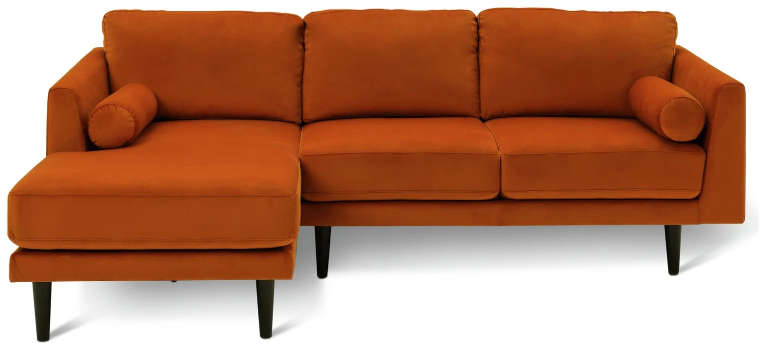 Habitat Jacob Velvet Left Hand Corner Sofa - Orange 3 Habitat Jacob Velvet Left Hand Corner Sofa - Orange - Image 3