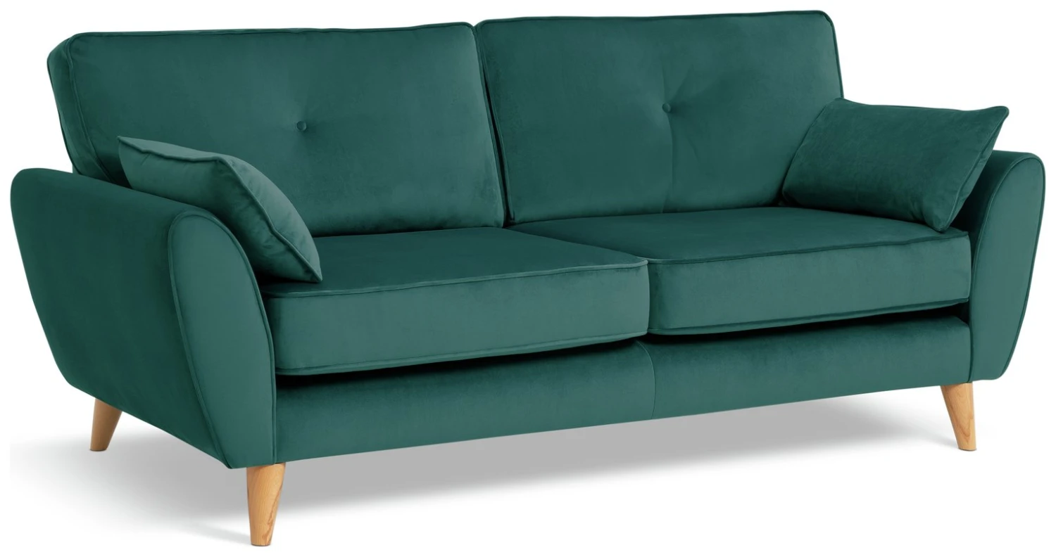 Habitat Iris Fabric 3 Seater Sofa - Teal 4 Habitat Iris Fabric 3 Seater Sofa - Teal - Image 4