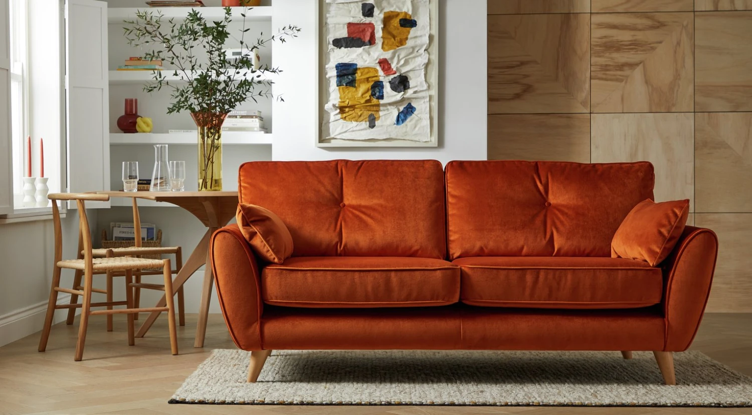Habitat Isla 3 Seater Velvet Sofa - Orange 2 Habitat Isla 3 Seater Velvet Sofa - Orange - Image 2